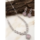 Women's Brass Silver Plated Necklace set (Pink) Women's Brass Silver Plated Necklace set (Pink)