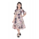 Girl's Shiffon Printed Half Sleeve Round Neck Dress (Peach) Girl's Shiffon Printed Half Sleeve Round Neck Dress (Peach)