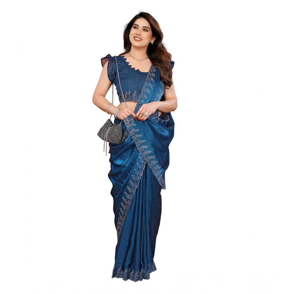 Women's Georgette Printed Saree With Unstitched Blouse 5.5Mtr (Blue) Women's Georgette Printed Saree With Unstitched Blouse 5.5Mtr (Blue)