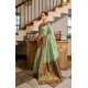 Women's Silk Blend Booti Work Ready to wear Saree With Unstitched Blouse 5.5Mtr (SeaGreen)