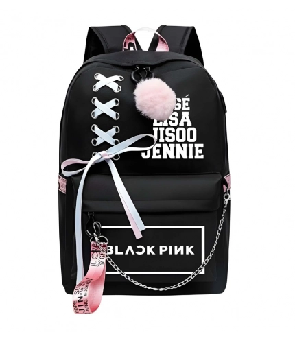 Unisex PU Leather Solid Medium Zipper Backpack (Black)