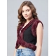 Women's Denim And Fur Solid Sleeveless Shrug (Black - Maroon) Women's Denim And Fur Solid Sleeveless Shrug (Black - Maroon)