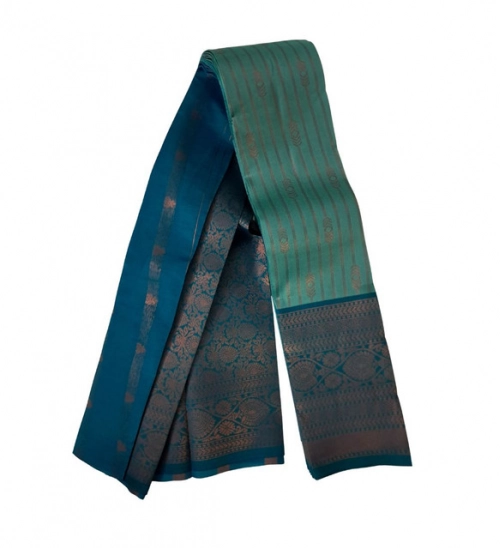 Women's Soft Silk Wooven Saree With Unstitched Blouse 5.5Mtr (Dark Pista)