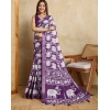Women's Silk Blend Printed Saree With Unstitched Blouse 5.5Mtr (Purple) Women's Silk Blend Printed Saree With Unstitched Blouse 5.5Mtr (Purple)