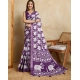 Women's Silk Blend Printed Saree With Unstitched Blouse 5.5Mtr (Purple)