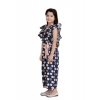 Girl's Rayon Polka Flutter Jumpsuit (Multicolor)