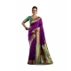 Women's Silk Blend Woven Saree With Unstitched Blouse 5.5 Mtr (Purple)