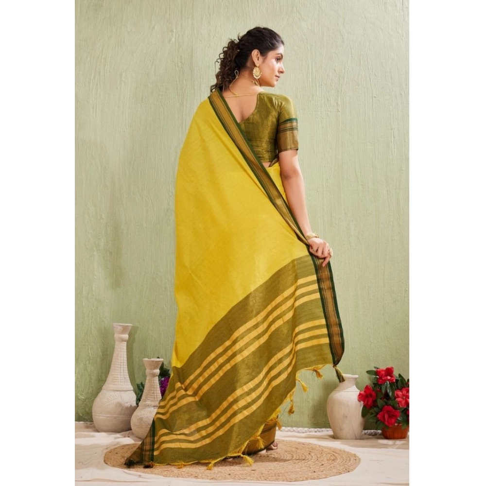 Women's Silk Blended Jaquard Woven Saree With Unstitched Blouse 5.5Mtr (Yellow) Women's Silk Blended Jaquard Woven Saree With Unstitched Blouse 5.5Mtr (Yellow)