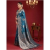 Women's Silk Blend Printed Saree With Unstitched Blouse 5.5Mtr (Teal Blue) Women's Silk Blend Printed Saree With Unstitched Blouse 5.5Mtr (Teal Blue)