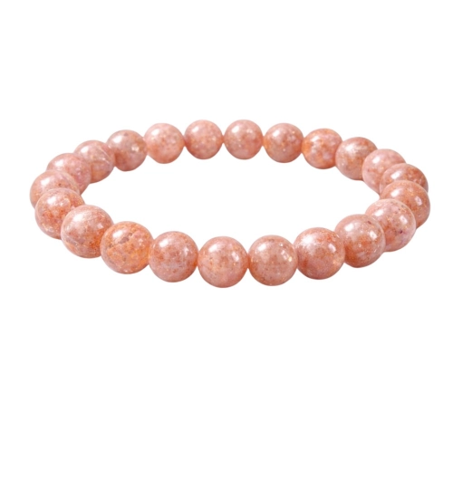 Natural Crystal 8mm Sunstone Bracelet (Orange)