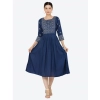 Women's Casual Rayon 3-4th Sleeves Kurti (Blue) Women's Casual Rayon 3-4th Sleeves Kurti (Blue)