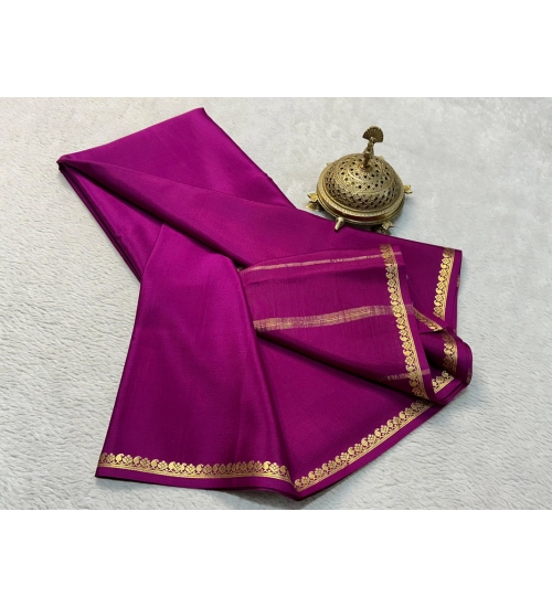 Women's Crepe Chit Pallu Solid Saree With Unstitched Blouse 5.5Mtr (Dark Purple) Women's Crepe Chit Pallu Solid Saree With Unstitched Blouse 5.5Mtr (Dark Purple)