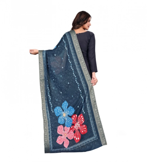 Women's chanderi silk Printed Dupatta (Navy Blue, Length: 2 Mtr) Women's chanderi silk Printed Dupatta (Navy Blue, Length: 2 Mtr)