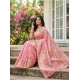 Women's Linen Cotton Printed Saree With Unstitched Blouse 5.5Mtr (Pink)