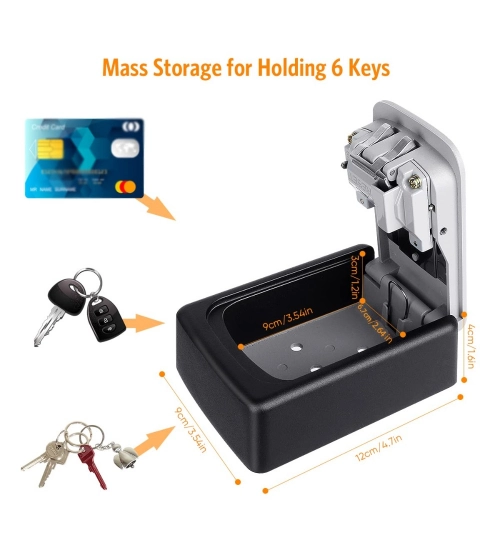 Wall-Mounted ABS Plastic Key Lock Box (Grey-Black )