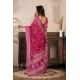 Women's Faux Linen Floral Print Ready to wear Saree With Unstitched Blouse 5.5Mtr (Pink)