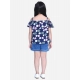 Girl's Rayon Solid Cold Shoulder Top with Shorts (Navy Blue)