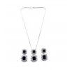Women's Brass Silver Plated Pendant Set (Blue) Women's Brass Silver Plated Pendant Set (Blue)