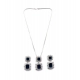 Women's Brass Silver Plated Pendant Set (Blue)
