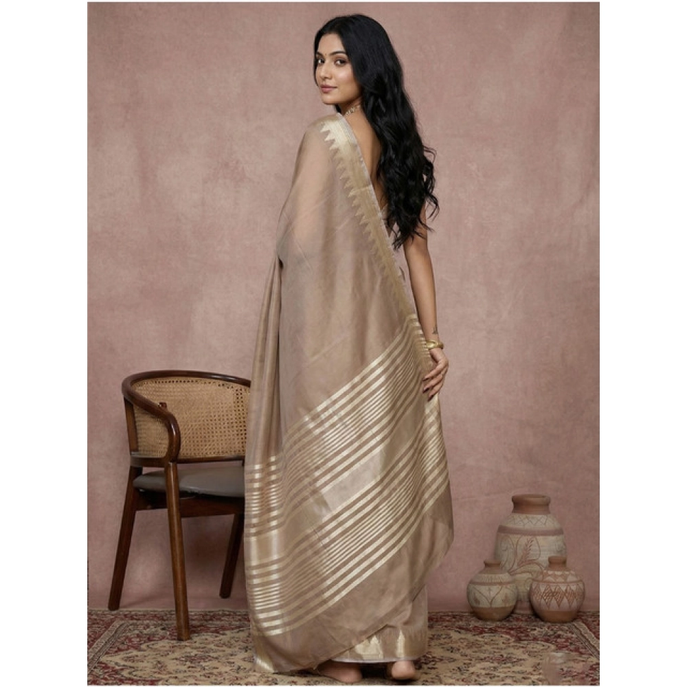 Women's Cotton Printed Saree With Unstitched Blouse 5.5Mtr (Beige) Women's Cotton Printed Saree With Unstitched Blouse 5.5Mtr (Beige)