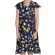Girl's Polyester Crepe Polka Cold Shoulder Dress (Navy Blue) Girl's Polyester Crepe Polka Cold Shoulder Dress (Navy Blue)