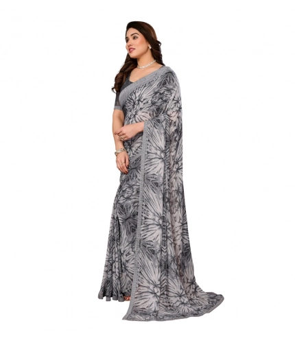 Women's Georgette Printed Saree With Unstitched Blouse 5.5Mtr (Grey) Women's Georgette Printed Saree With Unstitched Blouse 5.5Mtr (Grey)