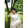 Women's Faux_Banarasi Lining Pattern Saree With Unstitched Blouse 5.5Mtr (Off_White) Women's Faux_Banarasi Lining Pattern Saree With Unstitched Blouse 5.5Mtr (Off_White)