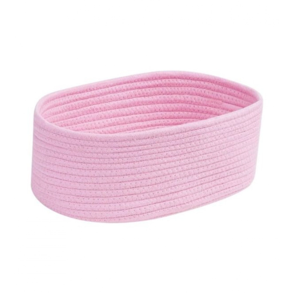 Cotton Oval 10x7x5 Inch Bedside Organizer (Pink)