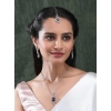 Women's Brass Silver Plated Pendant Set (Blue)