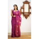 Women's Litchi silk Printed Saree With Unstitched Blouse (Dark Pink)
