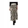 Women's Georgette Chain Print Elasticated Skirt (Cream-Black)