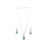 Women's Brass Silver Plated Pendant Set (Turquoise)