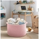 Cotton 14x12 Inch Pack of 1 Storage Basket For Clothes (Pink)