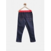 Girl's Denim Ribbed Elasticated Jeans (Red-Blue)