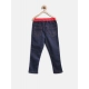 Girl's Denim Ribbed Elasticated Jeans (Red-Blue) Girl's Denim Ribbed Elasticated Jeans (Red-Blue)