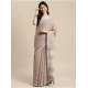 Women's Linen Cotton Printed Saree With Unstitched Blouse 5.5Mtr (Beige)