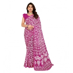 Women's Georgette Printed Saree With Unstitched Blouse 5.5Mtr (Pink)
