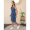 Women's Denim Solid Sleeveless Dress (Blue)
