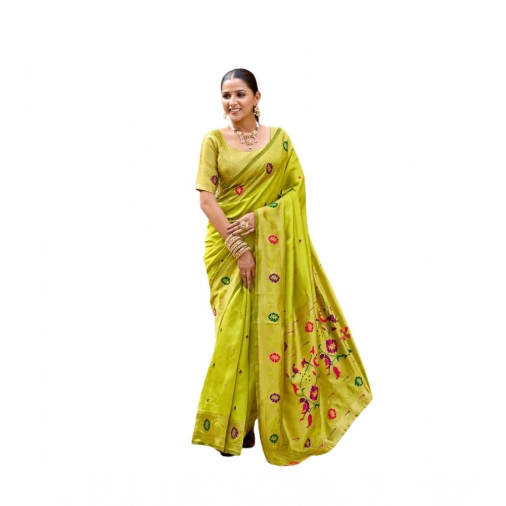 Women's Silk Blend Woven Saree With Unstitched Blouse 5.5 Mtr (Lime) Women's Silk Blend Woven Saree With Unstitched Blouse 5.5 Mtr (Lime)