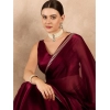 Women's Jimmy Choo solid Saree With Unstitched Blouse 5.5Mtr (Wine ) Women's Jimmy Choo solid Saree With Unstitched Blouse 5.5Mtr (Wine )