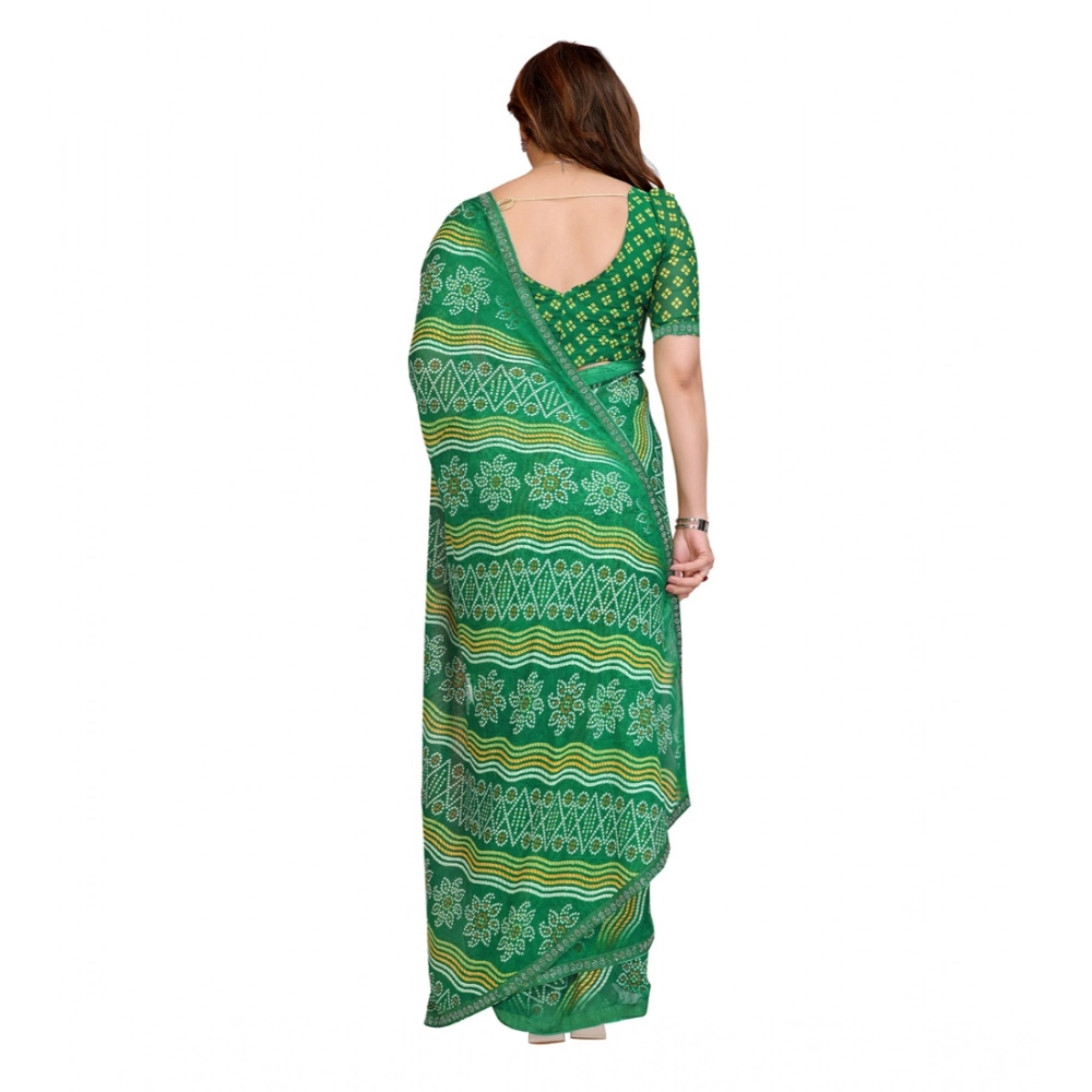 Women's Georgette Printed Saree With Unstitched Blouse 5.5Mtr (Green) Women's Georgette Printed Saree With Unstitched Blouse 5.5Mtr (Green)