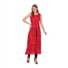 Women's Casual Crepe Sleeveless Slit Dress (Red)