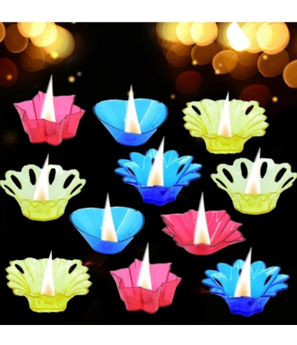 Pack Of 2_Floral Diya Set – Multi-Color Tea Light Holders Set of 12 (Color: Assorted )