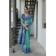 Women's Faux_Tussar Ikat Saree With Unstitched Blouse 5.5Mtr (Sea_Green)