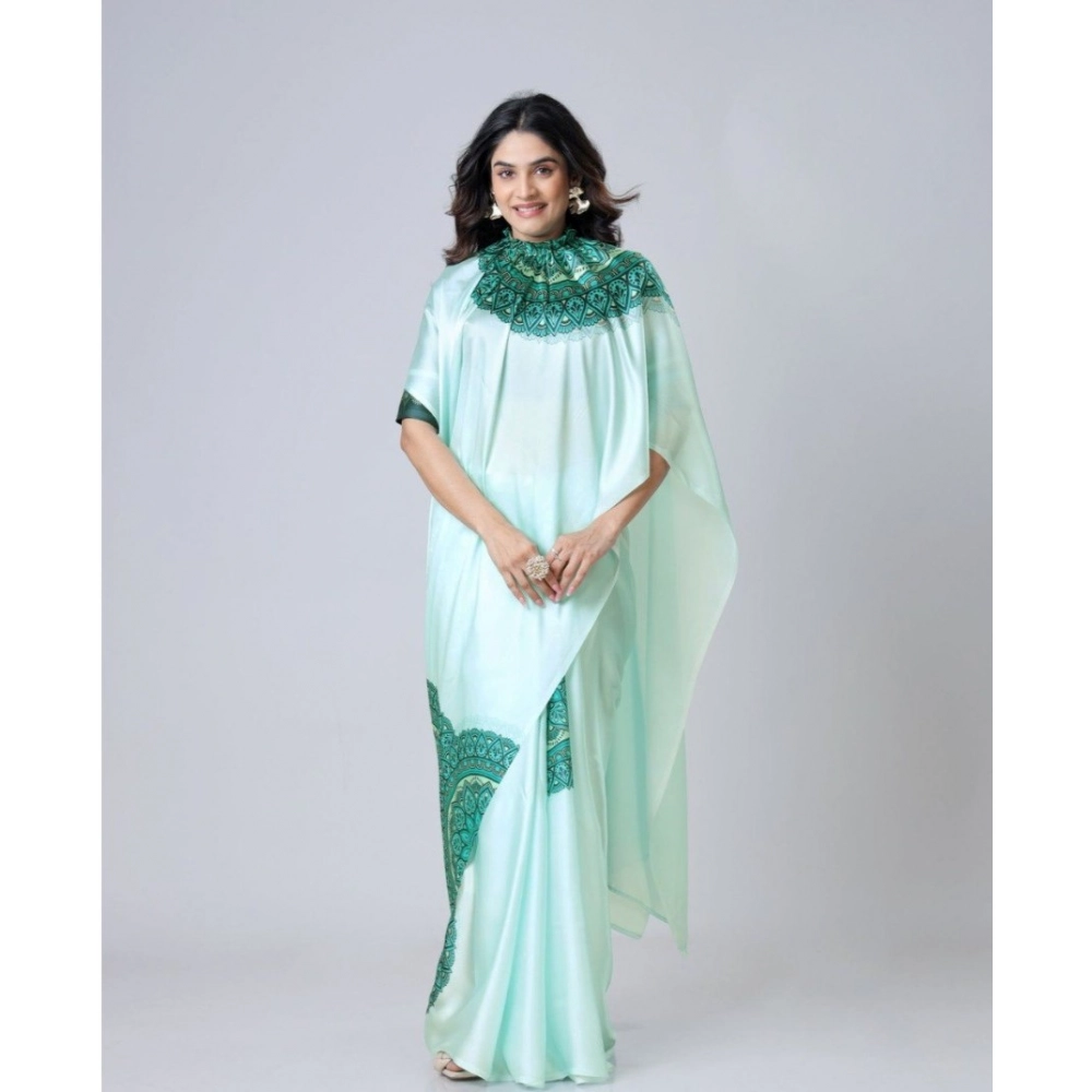 Women's Soft Crepe Silk Printed Ready To Wear Saree With Unstitched Blouse 5.5Mtr (Green) Women's Soft Crepe Silk Printed Ready To Wear Saree With Unstitched Blouse 5.5Mtr (Green)