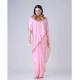 Women's Soft Crepe Silk Printed Ready To Wear Saree With Unstitched Blouse 5.5Mtr (Pink)