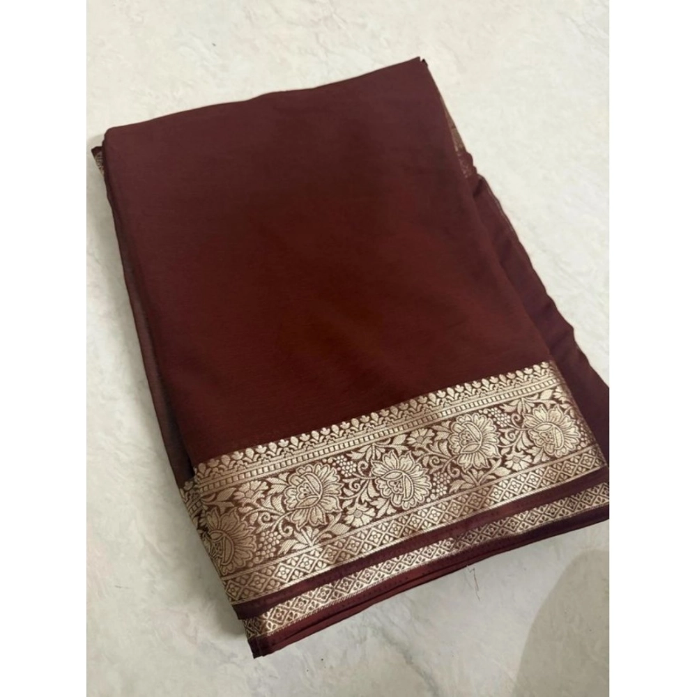 Women's Vichitra Silk Printed Saree With Unstitched Blouse 5.5Mtr (Brown) Women's Vichitra Silk Printed Saree With Unstitched Blouse 5.5Mtr (Brown)