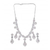 Women's Brass Silver Plated Necklace set (Pink)