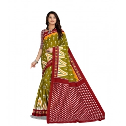 Women's Soft Pure Cotton Printed Saree With Unstitched Blouse 5.5Mtr (Multicolor)