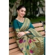 Women's Silk Blend Paithani Weaving Saree With Unstitched Blouse 5.5Mtr (Teal)